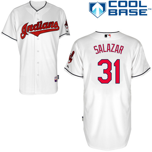 Danny Salazar #31 MLB Jersey-Cleveland Indians Men's Authentic Home White Cool Base Baseball Jersey